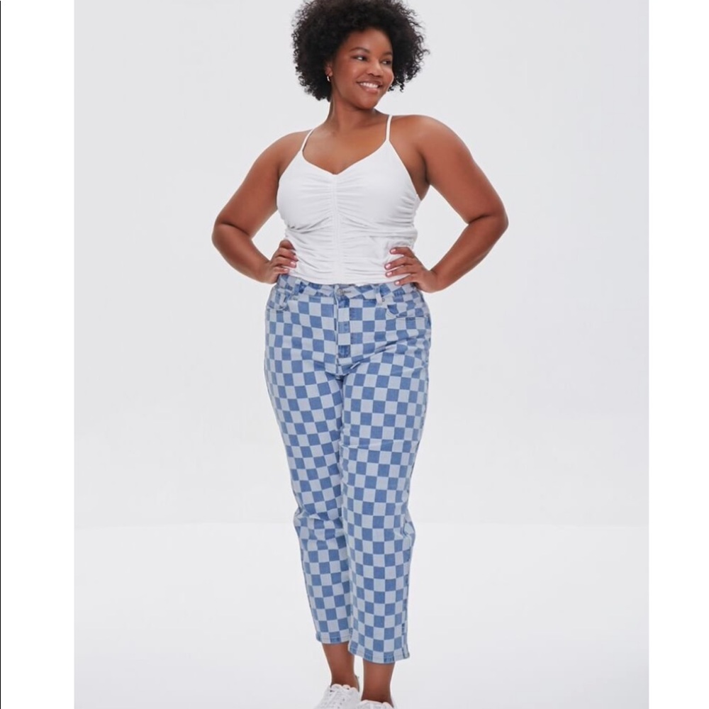 NWT Checkered Jeans Straight Leg